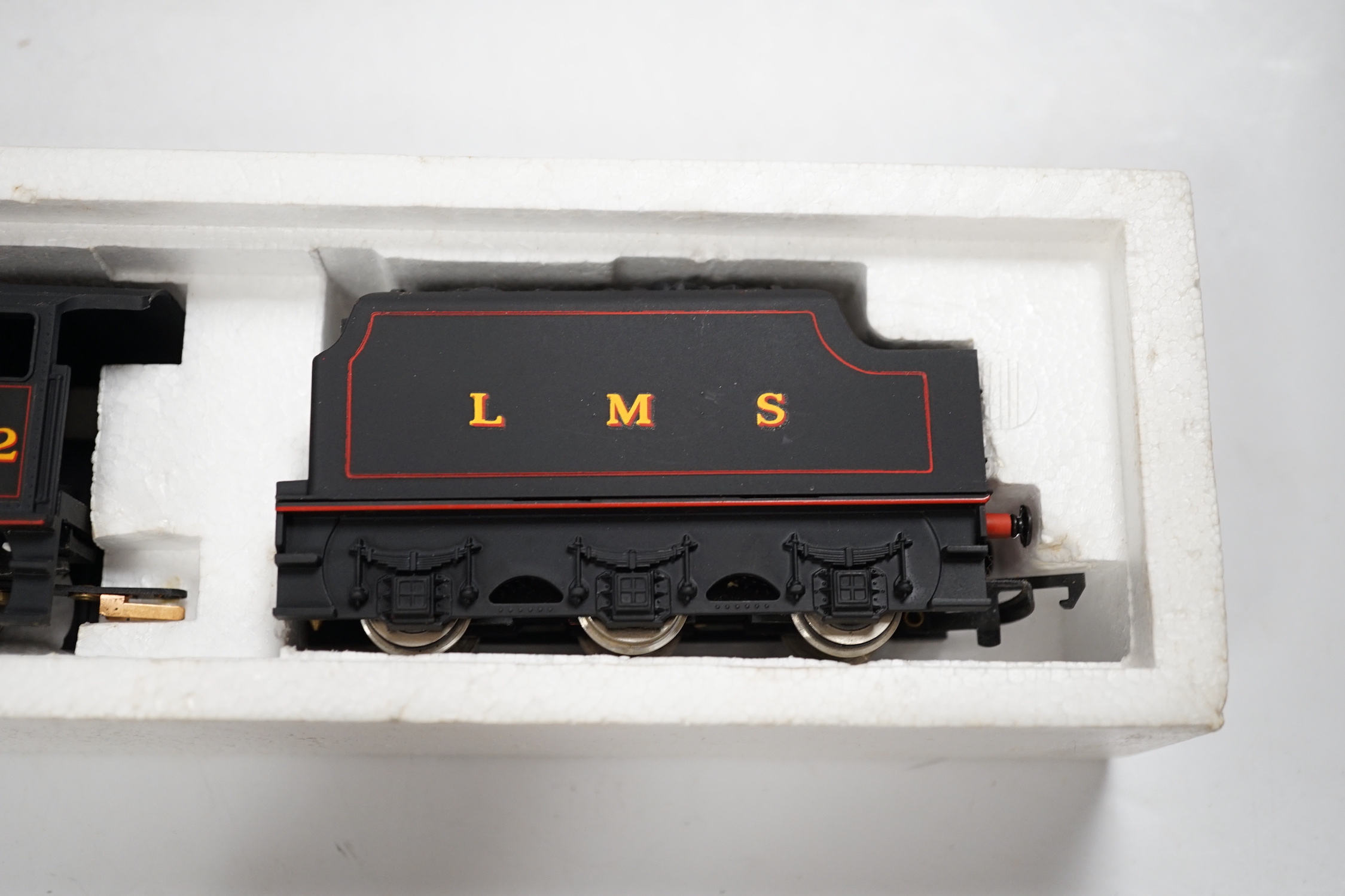 Five boxed Hornby Railways 00 gauge locomotives including; an LMS Black Five (R840), an LMS Class Five (R842), a BR Class 9F (R065), an LNER Class A3 (R 855), and a BR Class 3F (R058)